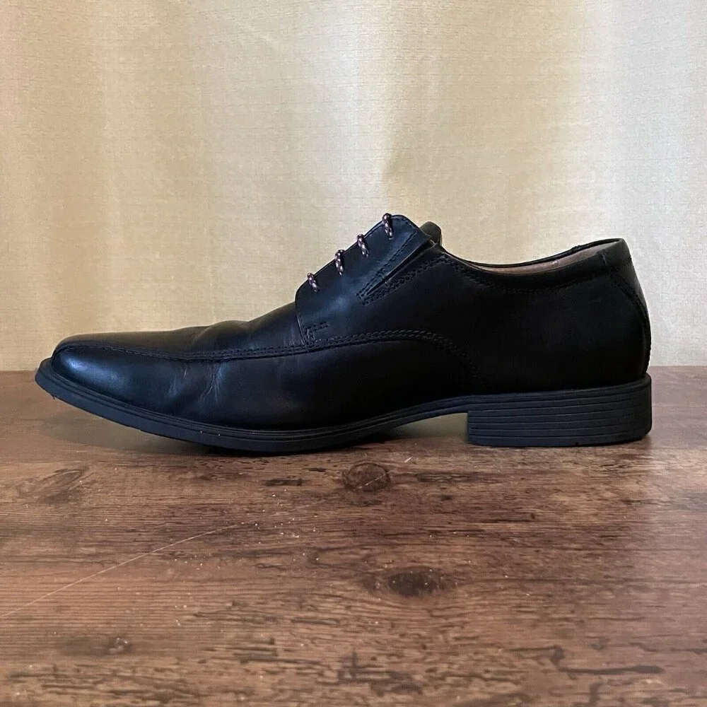 Clarks Mens Tilden Walk Oxford Dress Shoe Sz 11.5 M Black Leather Bicycle Toe